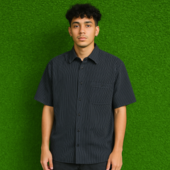 Walkaway Black Pinstripe Shirt – Thrifted | Size 105 (Approx. XL)