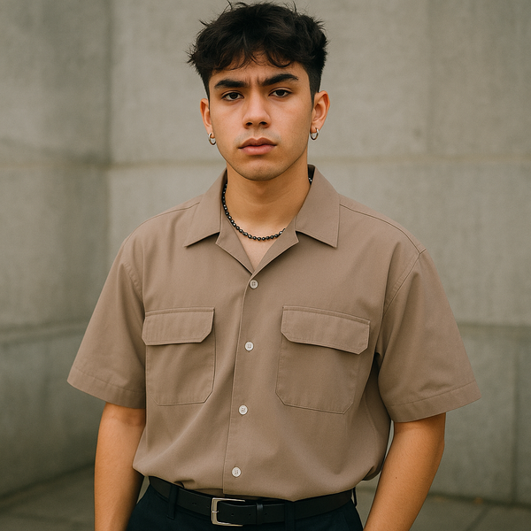 Stone Beige Half-Sleeve Shirt – DRYLush by Back Number -Medium