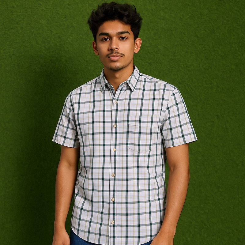 Timberland Green Checkered Slim Fit Shirt (M)