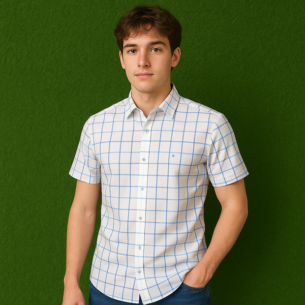 Louis Quatorze Slim Fit Checked Shirt - Size M (Thrifted)