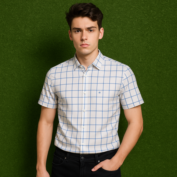 Louis Quatorze Slim Fit Checked Shirt - Size M (Thrifted)