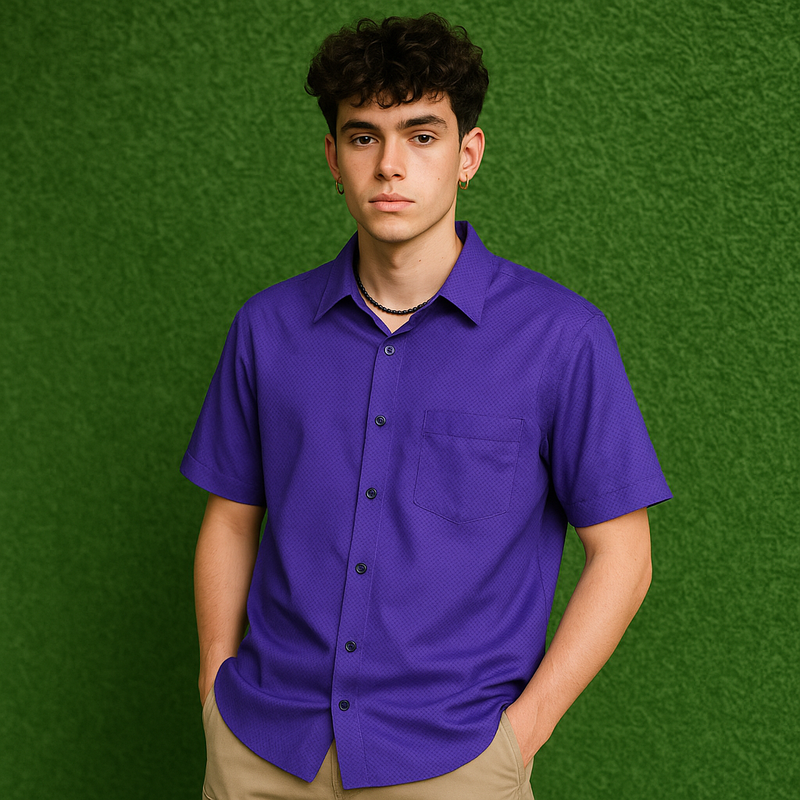 STCO MAN Textured Purple Shirt - Large