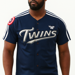 Marvel x Twins Navy Jersey (Captain America Edition) – Unisex, Size Large