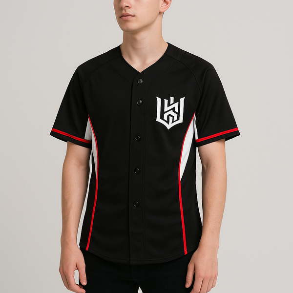 HK Crest Panel Jersey – Black/Red (Unisex Fit) - S