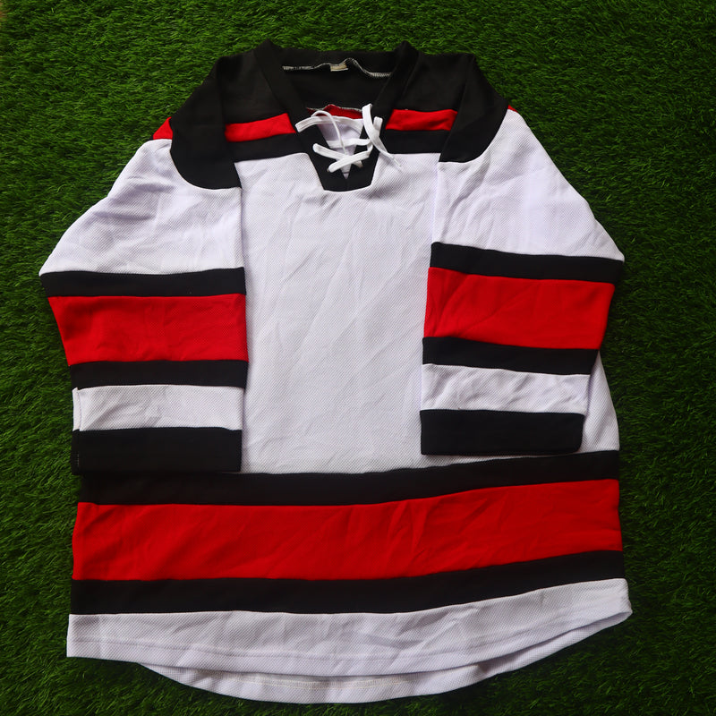Oversized Red, Black & White Hockey Jersey – Size XL