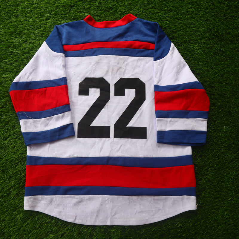 Oversized Hockey Jersey – Patriotic Red, White & Blue (Size: Large) unisex