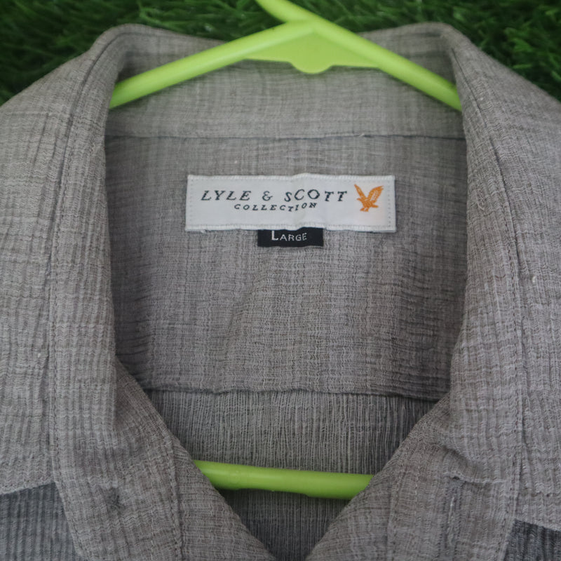 Lyle & Scott Collection Short Sleeve Shirt – Light Grey (Thrifted, Size L)