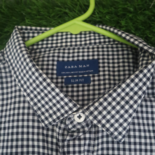 Zara Man Vintage Gingham Slim Fit Shirt
