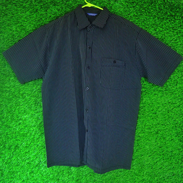 Walkaway Black Pinstripe Shirt – Thrifted | Size 105 (Approx. XL)
