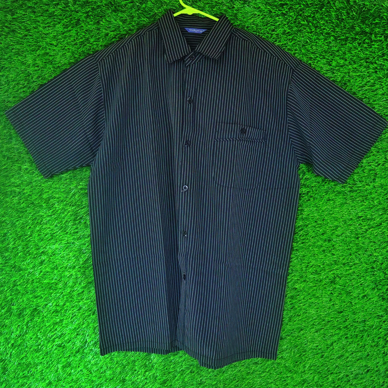 Walkaway Black Pinstripe Shirt – Thrifted | Size 105 (Approx. XL)