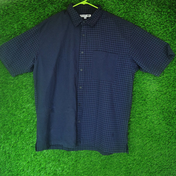 JW Anderson x Uniqlo Navy Blue Checkered Shirt – Thrifted | Size XL