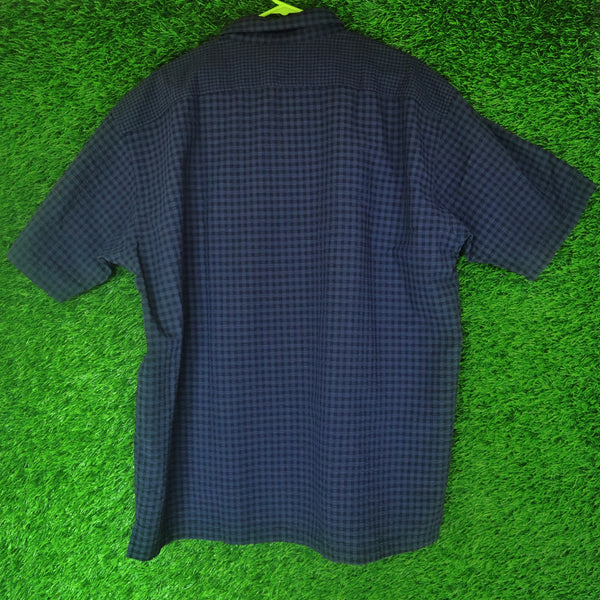 JW Anderson x Uniqlo Navy Blue Checkered Shirt – Thrifted | Size XL