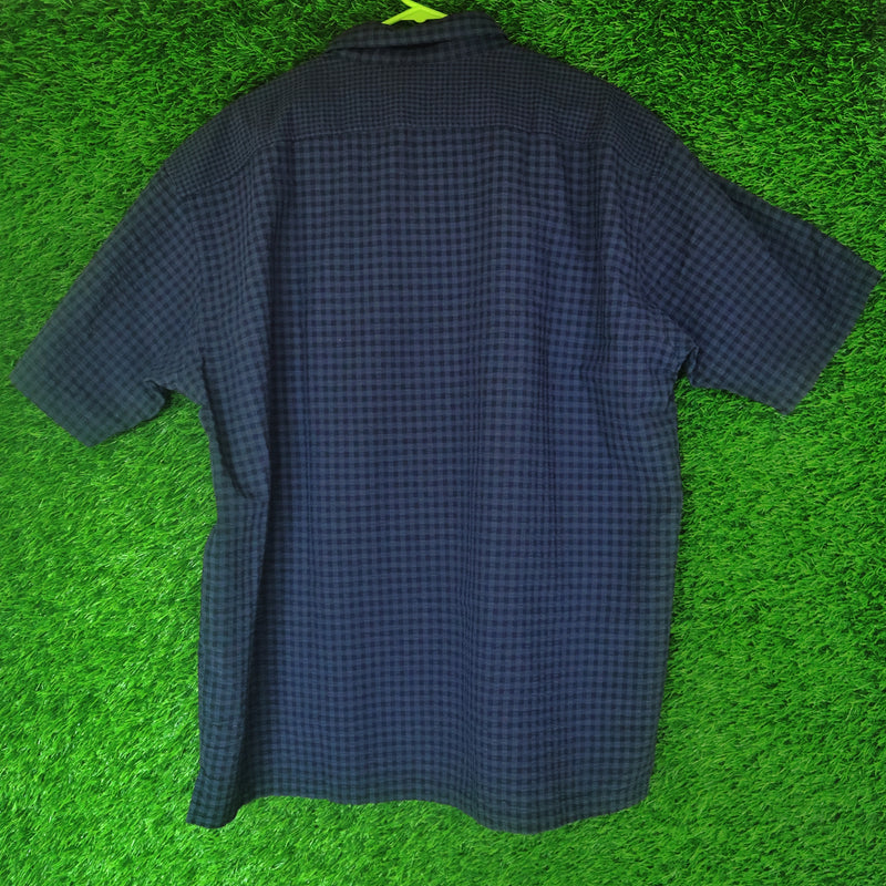 JW Anderson x Uniqlo Navy Blue Checkered Shirt – Thrifted | Size XL