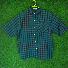 1Percent Eleven Green Checkered Oversized Shirt (Thrifted) SIZE M-L