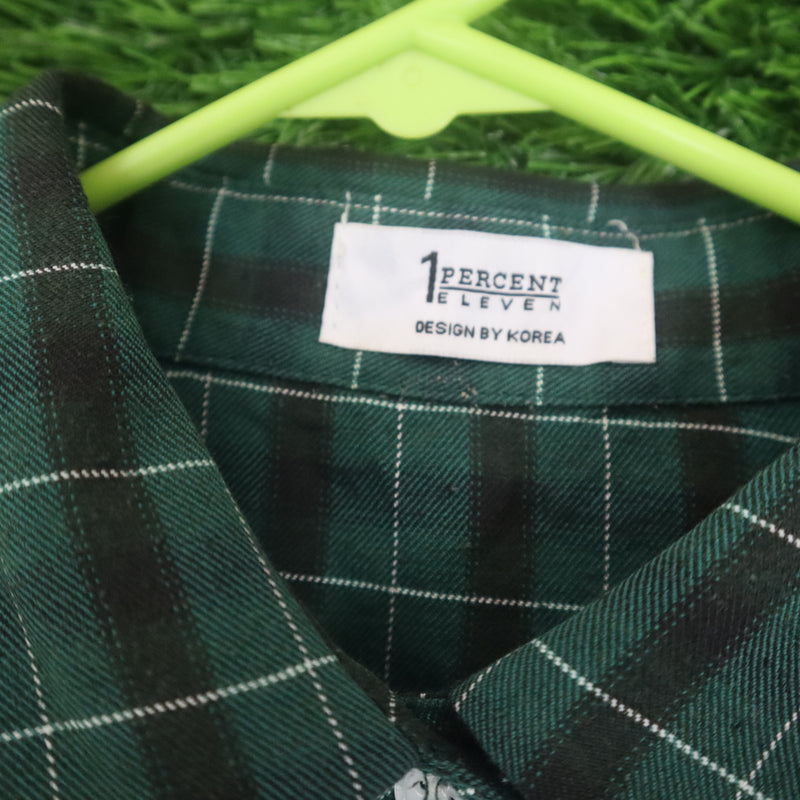 1Percent Eleven Green Checkered Oversized Shirt (Thrifted) SIZE M-L