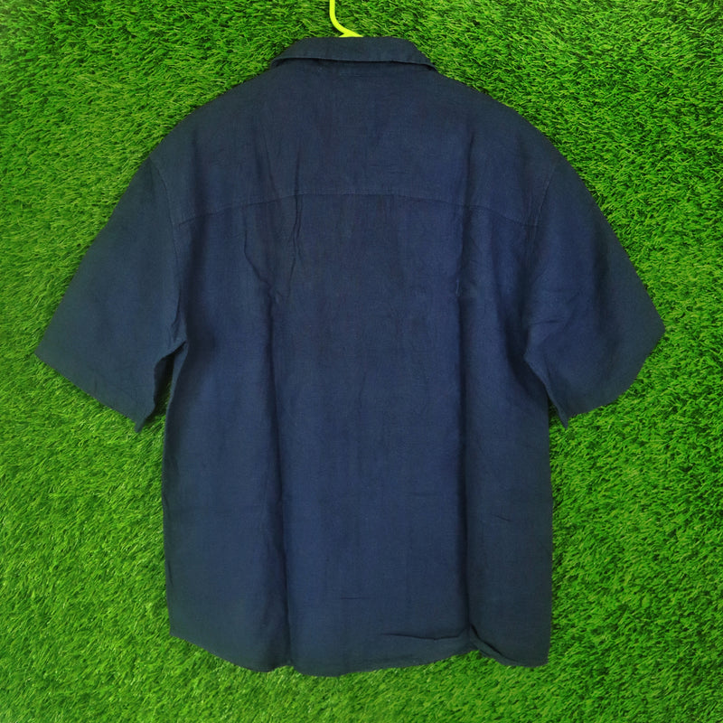 Tbj Nearby Navy Linen-Cotton Shirt - Large