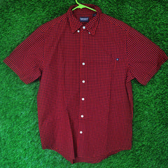 Timberland Red & Black Gingham Check Short Sleeve Shirt  - Medium