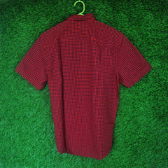 Timberland Red & Black Gingham Check Short Sleeve Shirt  - Medium
