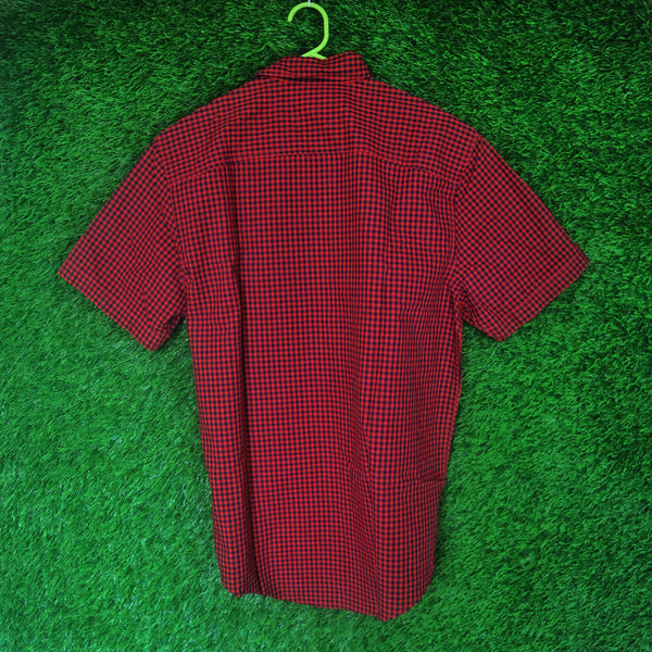 Timberland Red & Black Gingham Check Short Sleeve Shirt  - Medium