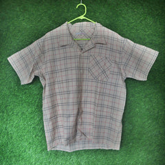 SPITINICK Beige Checkered Short Sleeve Shirt – Size M (Thrifted)