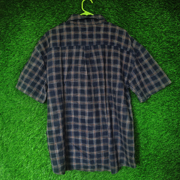 AshBurn Navy & Brown Checked Shirt – Size Large (Thrifted)