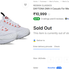 REEBOK CLASSICS  DAYTONA DMX II Casuals For Men - PRE OWNED